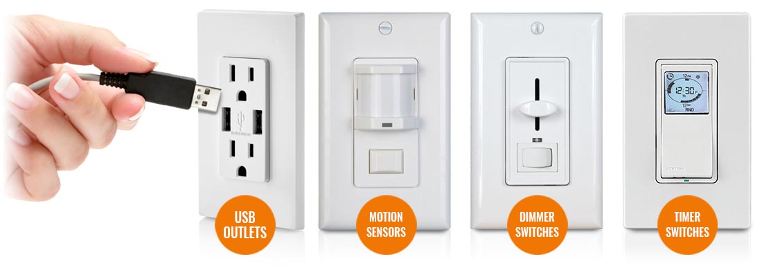USB Outlets, Motion Sensors, Dimmer Switches, Timer Switches