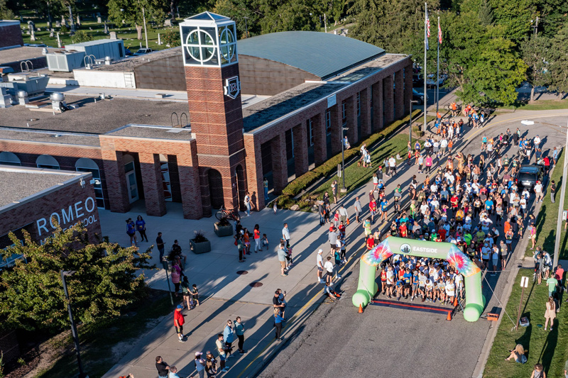 aerial view of starting line