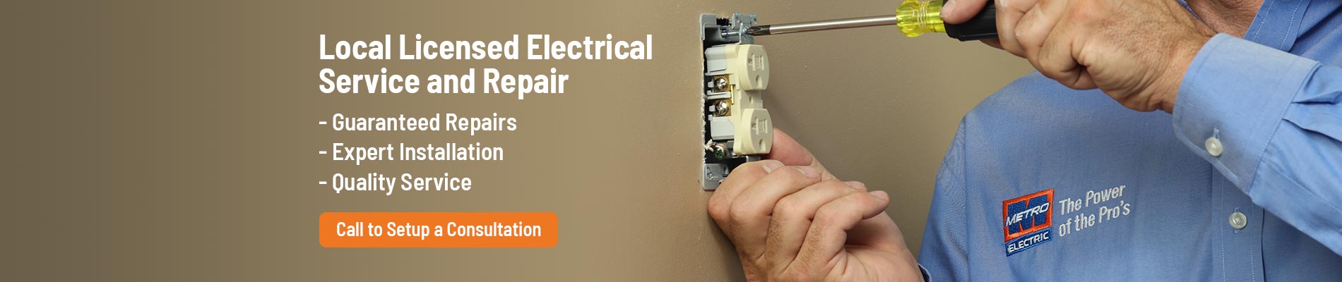 Local Licensed Electrical Service & Repair. Guaranteed Repairs. Expert Installation. Quality Service.