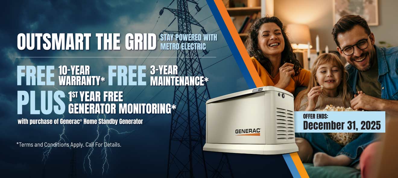Purchase a Generac Home Standby Generator and receive a FREE 10-year extended-limited warranty, 3-Year Generator Maintenance and 1st Year of Generator Monitoring with purchase and installation.