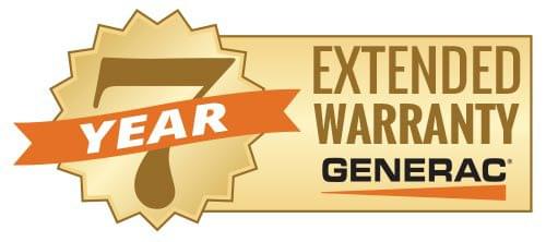 Logo for a 7-year Generac extended warranty.